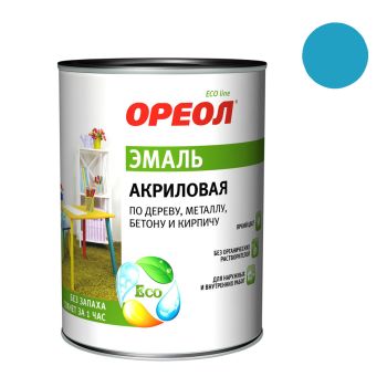 Эмаль акриловая голубая 0,9 кг Ореол (см. арт. КЛ387)*1/14/490