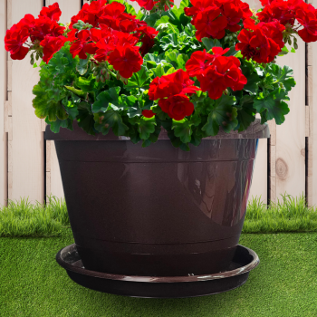 Кашпо пластм. "Флора" 6,5л d верха 260мм h190мм с поддоном Шоколад ФЛ6,5Ш "ПластоС" *1/35