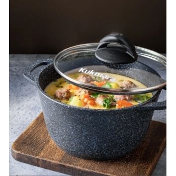 Кастрюля алюм. литая а/приг. Kukmara "Granit" black 4,5л Стекл.кр. кгч45а *1/3