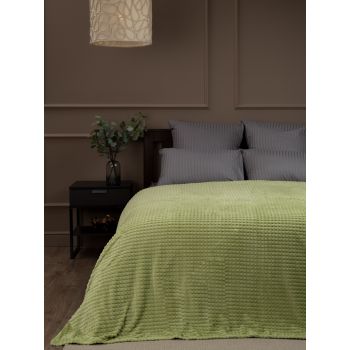 Плед 200*220см фланель жаккард кубики зеленый FF FNJq GR3 2022 15-0326 Absolute *1