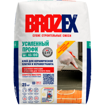 Клей для плитки KS 100 Усиленный ПРОФИ 25 кг BROZEX *1/56