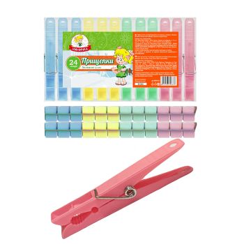 Прищепки д/белья пластм. НАБОР 24шт Большие 9см D0890-24 "Умничка" *1/60