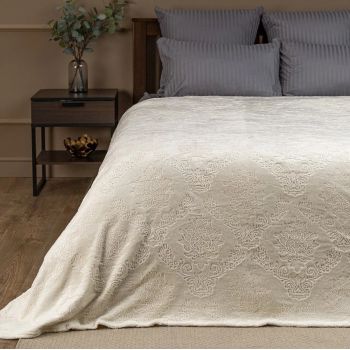 Плед 150*200см фланель дамаск молочный TF FNE ML 1520 11-0105 Absolute *1