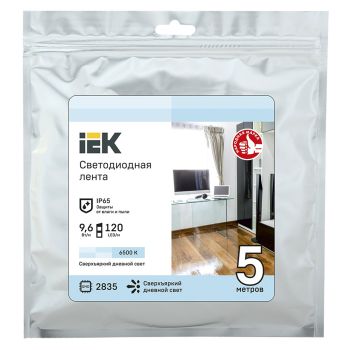 Лента светодиодная 5м 6,5К 9.6Вт/м IP65 SMD2835 LSR1-2-120-65-3-05 ИЭК *1/5/20