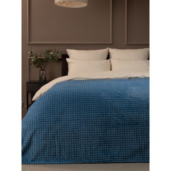 Плед 150*200см фланель жаккард кубики синий FF FNJq LTBL1 033/1520 NC Absolute *1