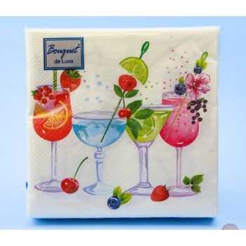 Салфетки бумажные 3сл 24*24см 25шт Bouquet de Luxe Коктейль *15