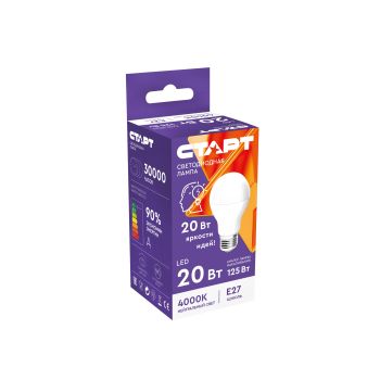 Лампа светодиодная 20W Е27 груша 4К нейтральный Старт LEDGLSE27 20W 40 ПР *10/100