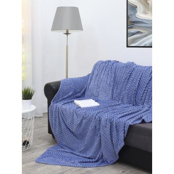 Плед 200*220см фланель жаккард кубики синий 17-3923 FF FNJq BL1 2022 Absolute *1