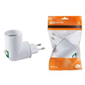 Переходник вилка-Е27 с выкл. белый TDM SQ0335-1007 *10/20/100