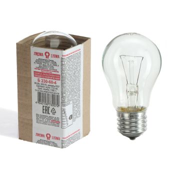 Лампа накаливания 60W Е27 груша 220-230V  *100