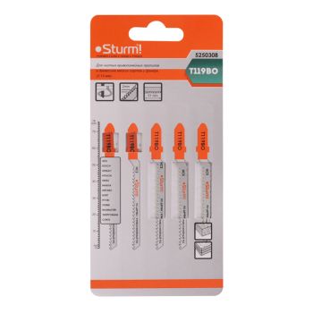 Пилки для лобзика по дереву  76мм шаг 2,0мм фигурный чист рез (5шт) T119BO арт.5250308 STURM *10/50