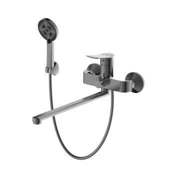 Смеситель д/ванны Diadonna длинный плоский излив. серый графит D168-22QH *1/10