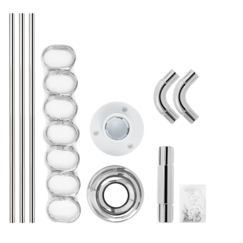 Карниз для ванной комнаты угловой хром 0,9*0,9*0,9м, с кольцами, Санакс 10009 *1/30