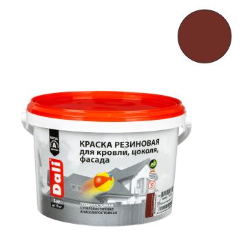 Краска резиновая для кровли цоколя фасада красно-коричневая 3 кг DALI *1/120
