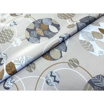 Клеёнка на тканевой основе "Print" "Круги с листьями" сине-сер. шир.1,37м GW-21674"Great Way" *20