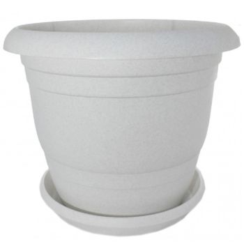 Кашпо пластм. "Toprak" 47,0л d верха 420мм h390мм с поддоном Мрамор А5280мр (Копейск)   *1/2