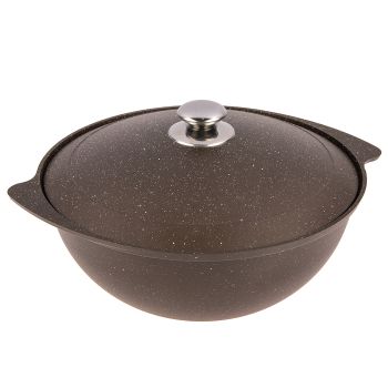 Казан алюмин. антипригарный "Мраморная" кофейн. 6,0л Металл.кр., d дна125мм кмк65а "Kukmara" *1/2