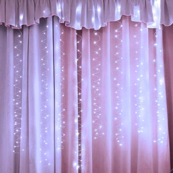 Гирлянда Занавес 3,0м*3,0м 300LED белый 8 режимов Бриллиант прозрачная нить IP40 725-0584  *1/16