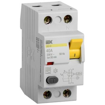 Выключатель дифф. тока (УЗО) IEK 2п 40А 30мА тип AC ВД1-63 MDV10-2-040-030 *1