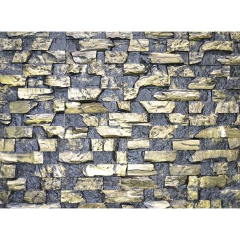 Гипсовая плитка КЕМЕР 400Х120 черный с золотом (уп 10 шт=0,48 кв.м.) ГП 506