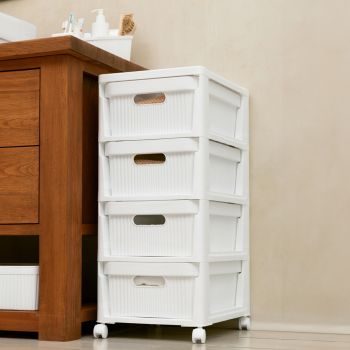 Комод пластм. "Velvet" 4 ящика выс.690мм, шир.300мм, гл.385мм Белый 435218816 ("Бытпласт") *1
