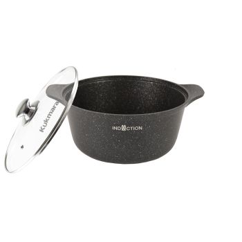 Кастрюля алюмин. антипригарная "Kukmara" "Marble INDUCTION" Мрам.темн. 2,0л Ст.кр. кмти23а *1/3