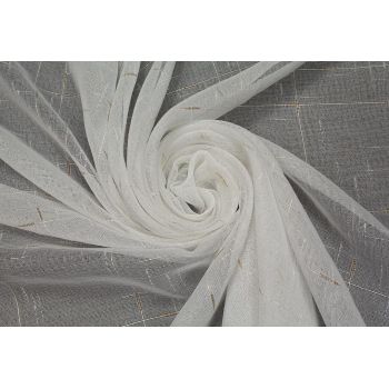 Тюль Лен 300*260 с утяжелителем белый с золотом Легранд *1