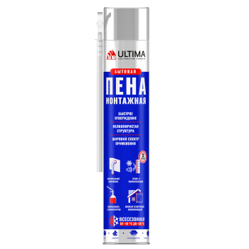 Пена монтажная бытовая 1000мл/590гр  всесезонная ULTIMA  выход до 45л    *12