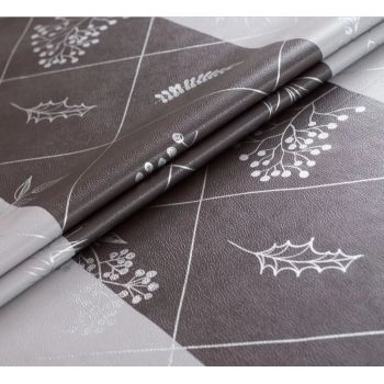 Клеёнка на тканевой основе "кожа" "Модерн" "Серая с шир.принтом" шир.1,37м GW-21293 "Great Way" *20