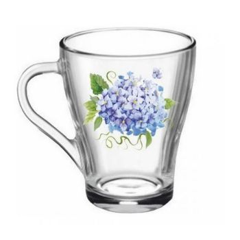 Кружка стекло 250мл "Грация" с рис. "Гортензия" 13с1649 Горт ("ОСЗ" Гусь-Хрустальный) *20