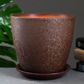 Кашпо керам. "Бутон" "Винил" 5,4л d верха 210мм h230мм с поддоном Шоколад ВН 04/4 *1/2