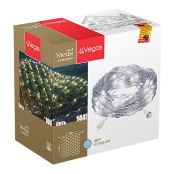Гирлянда электр. "Сеть"24V VEGAS 1,2х1м 144холод  LED (нужен блок ЕД711) 55031 *1/4