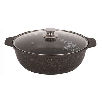 Кастрюля алюмин. антипригарная "Kukmara" "Мраморная" кофейн "жаровня" 4,0л Стекл.кр. жмк42а *1/4