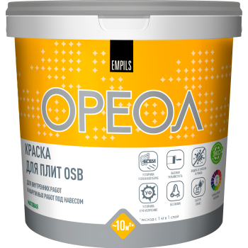 Краска по OSB акриловая для внутренних и наружных работ Ореол (база А) 1 кг матовая*1