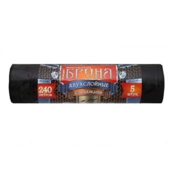 Мешки для мусора с завязками 240л*5шт толщ.55мкм Двухслойные "Броня" ПВД 3ВБ-240/5/9/Ч "Ромашка" *9