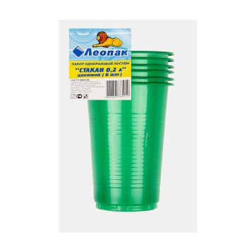 Одноразовые стаканы 0,2л КОМПЛЕКТ 6шт "Леопак" *1/80