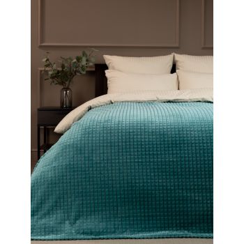 Плед 150*200см фланель жаккард кубики бирюзовый FF FNJq ME8 030/1520 NC Absolute *1