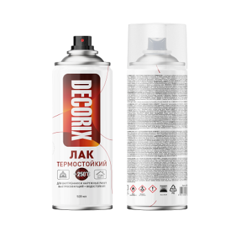 Лак-аэрозоль акриловый бесцветный глянцевый термостойкий  520/200 мл DECORIX (HH705) *1/12