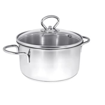 Кастрюля нерж. "Наше не заржавеет!" 2,8л d18см термораспред. дно, Стекл. кр. Н-161105ДСП4 *1/4