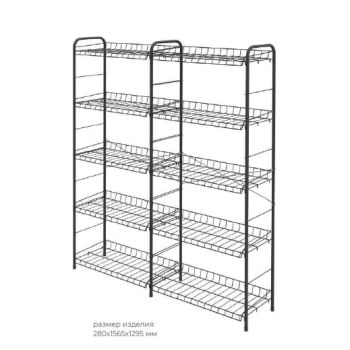 Стеллаж металл. "Ника" выс.1,57м, шир.1,3м, гл. 0,28м, 5 полок Черный арт.СПУ3/Ч (Ижевск) *1