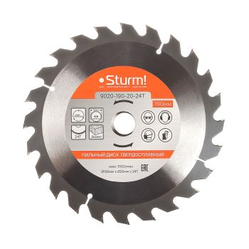Диск пильный 190*20,0мм 24 зубьев по дереву (9020-190-20-24T) Sturm *1/40