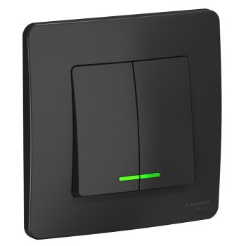 Выключатель "BLANCA" СП 2кл. антрацит с подсветкой 10А 250В  BLNVS010516  *10/20