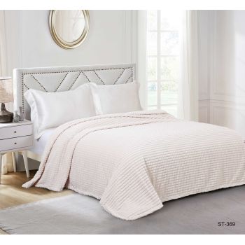 Плед 200*220см микрофибра жаккард клетка белый арт.369 NOVEL *1/8