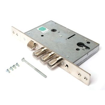 Замок врезной КОРПУС 85мм цил.механизм хром 3211 Гардиан *1/15