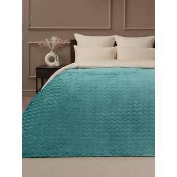 Плед 200*220см фланель жаккард зигзаг бирюзовый TF FNZ ME8 rz 030/2022 NC Absolute *1