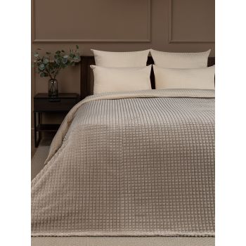 Плед 200*220см фланель жаккард кубики бежевый FF FNJq BE13 005/2022 NC Absolute *1