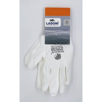 Перчатки нейлон, полиуретановое покрытие, антискольжение, белые (4527 Р) Ladoni  *1/120/240