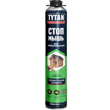 Пена монтажная профес. 1000мл/750 мл/762гр летняя "TYTAN " СТОП МЫШЬ" до 55 л  цвет серый *1/12/504