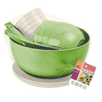 Набор посуды пластм. 25предм.:4тар.+4стак.+4салат.+1салат.+4вил.+4лож.+4нож. арт.PT184312000 *1/14