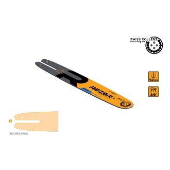Шина для цепных пил 35см 50звеньев шаг3/8” паз1,3мм Rancher 353 L 9 K PROFI REZER *1/20